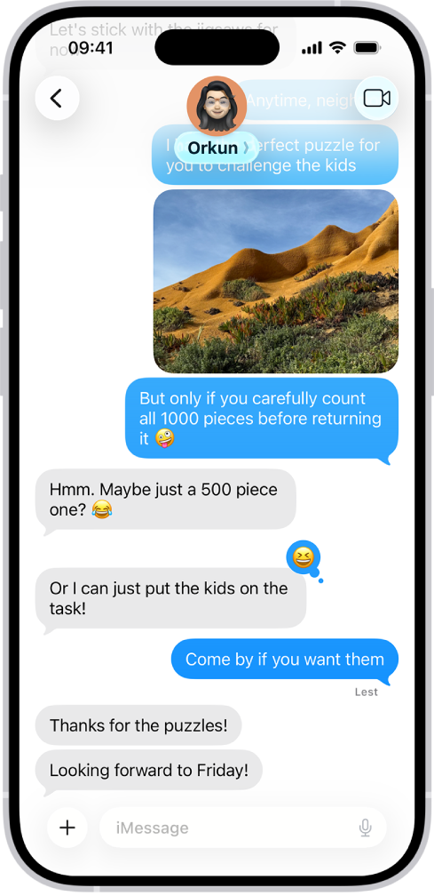 En iMessage-samtale vises.