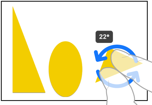 Dwa palce zaznaczające i obracające rzecz w aplikacji friform.