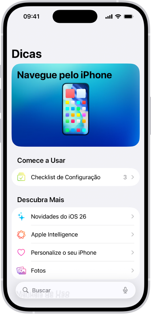 Uma tela mostrando coleções de dicas com setas indicando que você pode tocar em uma coleção para visualizar as dicas contidas.