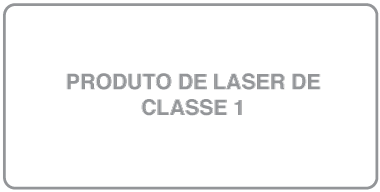 Uma etiqueta com a redação “Produto Laser de Classe 1”.