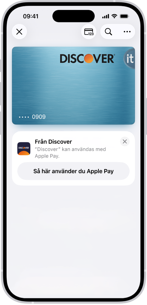 Ett kreditkort i appen Plånbok.