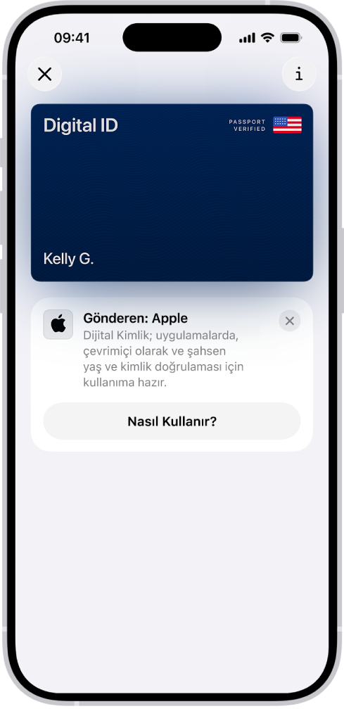 Cüzdan uygulamasında bir Digital ID.