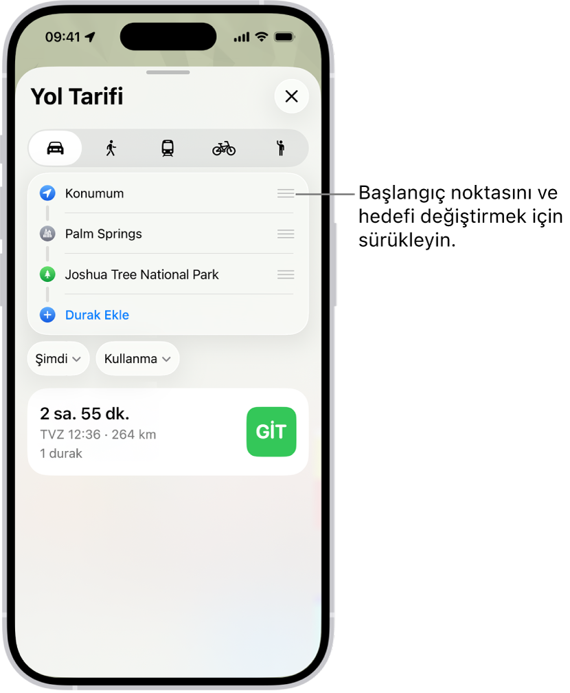 Konumum ile bir hedef arasında sürüş için yol tarifi için birçok olası güzergâh içeren bir harita.