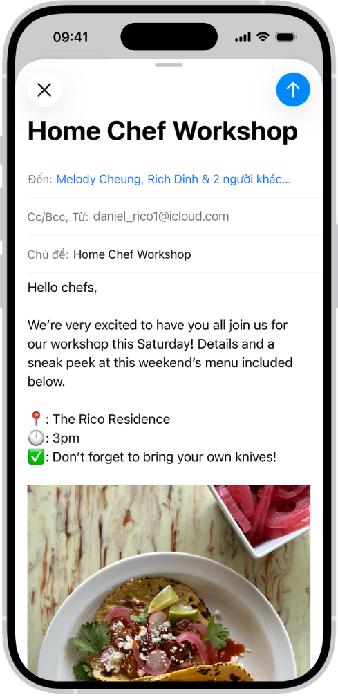 Một email nháp đang được soạn.