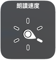 指針指向「朗讀速度」設定的轉輪控制項目。