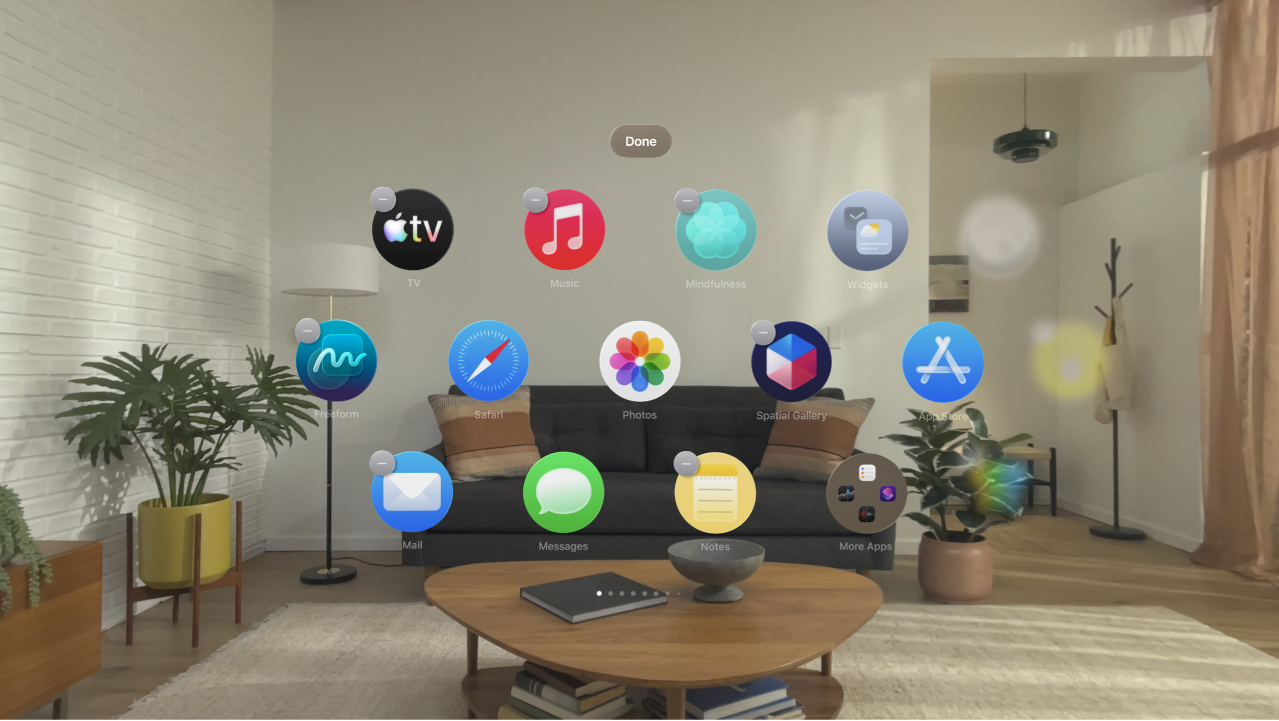 Jiggling apps in Home View on Apple Vision Pro.