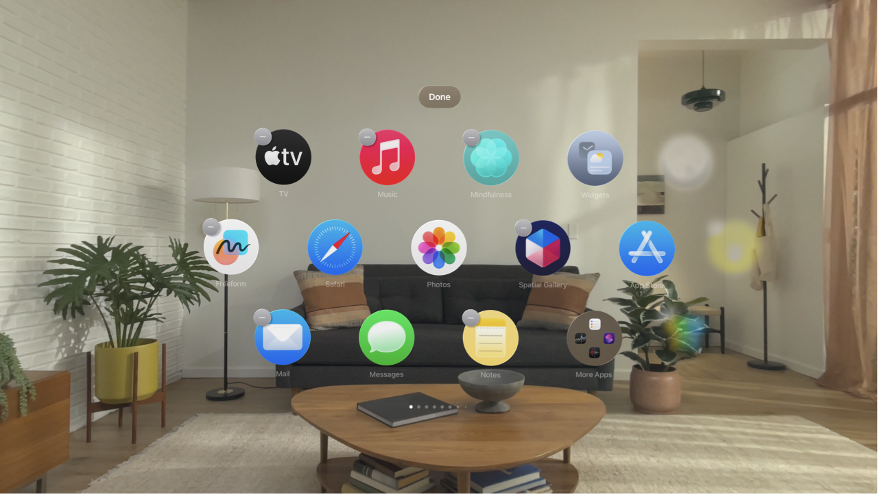 Jiggling apps in Home View on Apple Vision Pro.