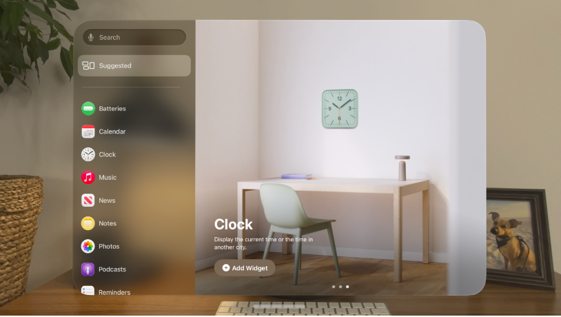The Widgets app on Apple Vision Pro.