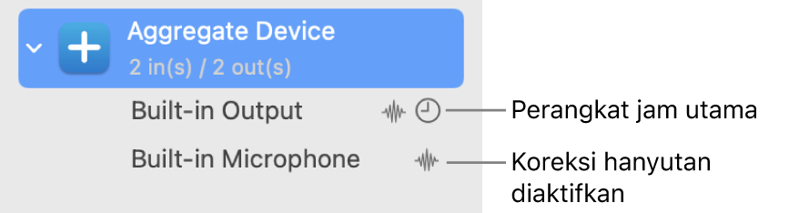 Perangkat audio yang digabungkan membuat perangkat agregat.