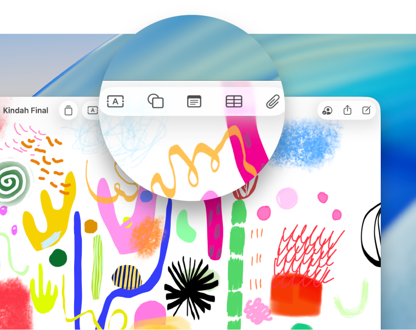 開いているフリーボードのボード。上部のツールが強調表示されています。