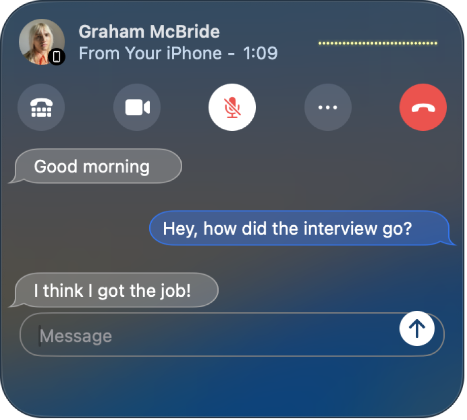 Une fenêtre RTT avec une conversation entre deux personnes.