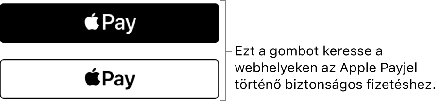 Az Apple Payt fizetéskor elfogadó webhelyeken megjelenő gomb.