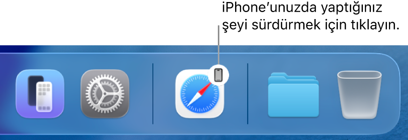 Mac’teki Dock’ta görünen Handoff simgesi.