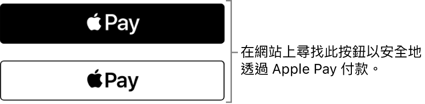 網站顯示接受以 Apple Pay 購物的按鈕。