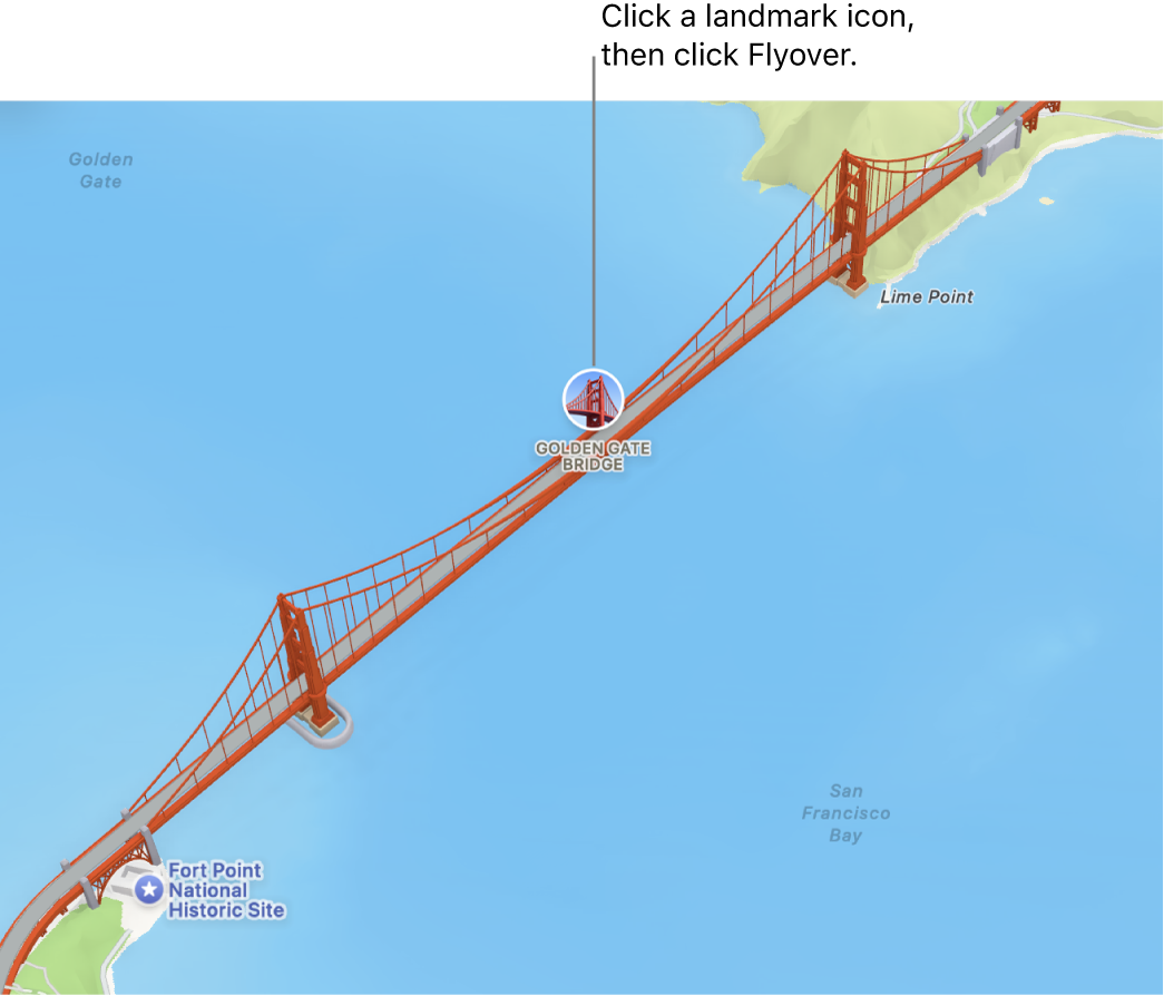 Locations marked with circled icons often have Flyover Tours.