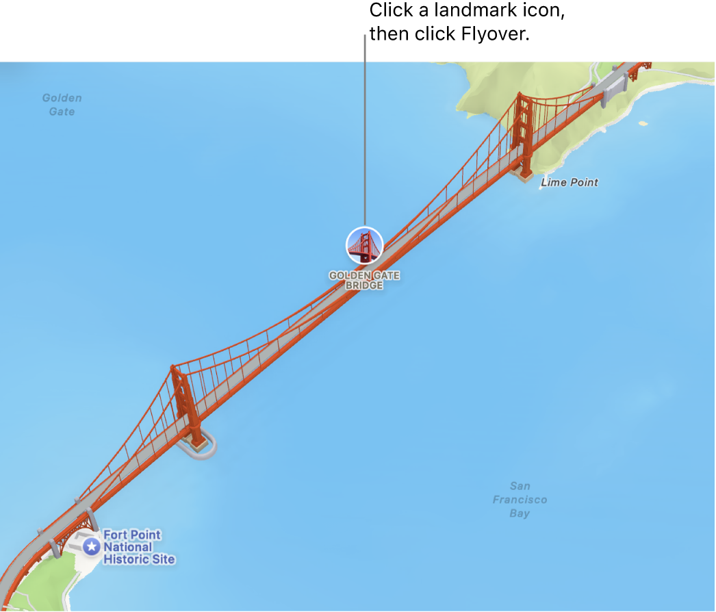 Locations marked with circled icons often have Flyover Tours.