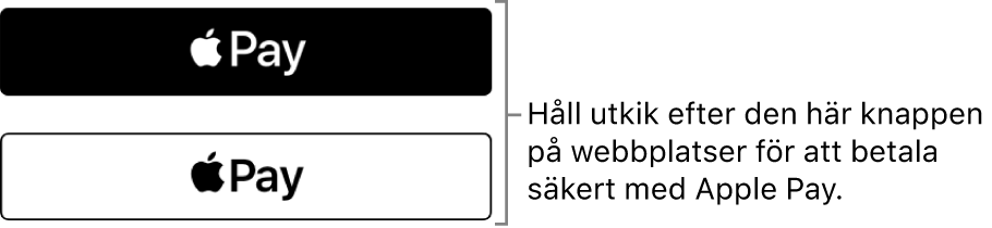 Knappen som visas på webbplatser där du kan betala med Apple Pay.
