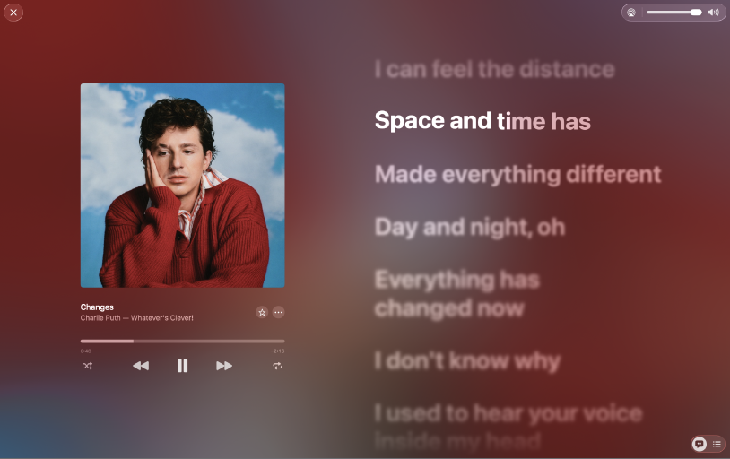V Apple Music sa prehráva skladba a zobrazujú sa živé texty.