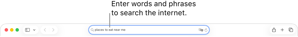 The Safari Smart Search field, where you can enter words and phrases to search the internet.