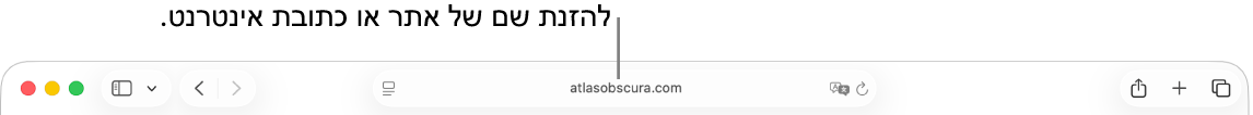 השדה ״חיפוש חכם״ של Safari, שבו ניתן להזין שם או כתובת URL של אתר.