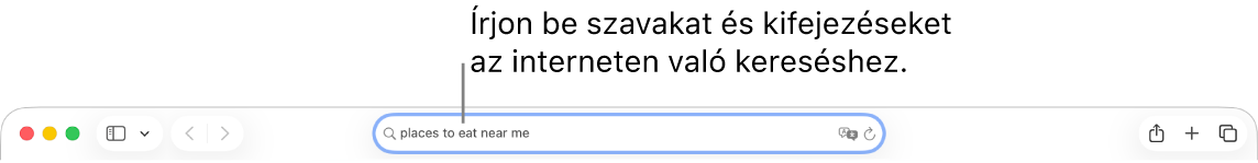 A Safari intelligens keresési mezője, ahol szavakat és kifejezéseket adhat meg, hogy rákeressen azokra az interneten.