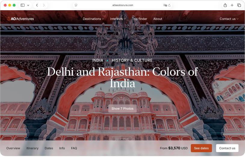 SafariウインドウにAtlas ObscuraのWebサイトが表示されています。