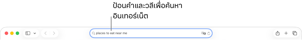 ช่องค้นหาอัจฉริยะของ Safari ที่ซึ่งคุณสามารถป้อนคำและวลีเพื่อค้นหาในอินเทอร์เน็ตได้