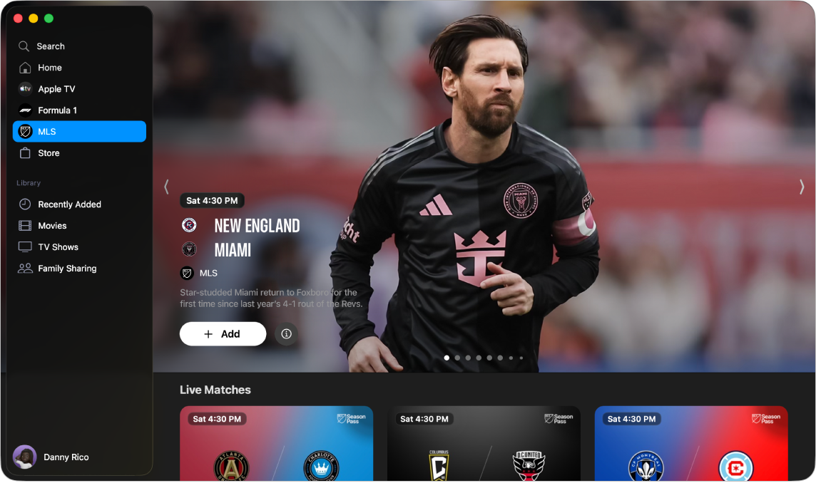 App Apple TV dengan MLS dibuka.