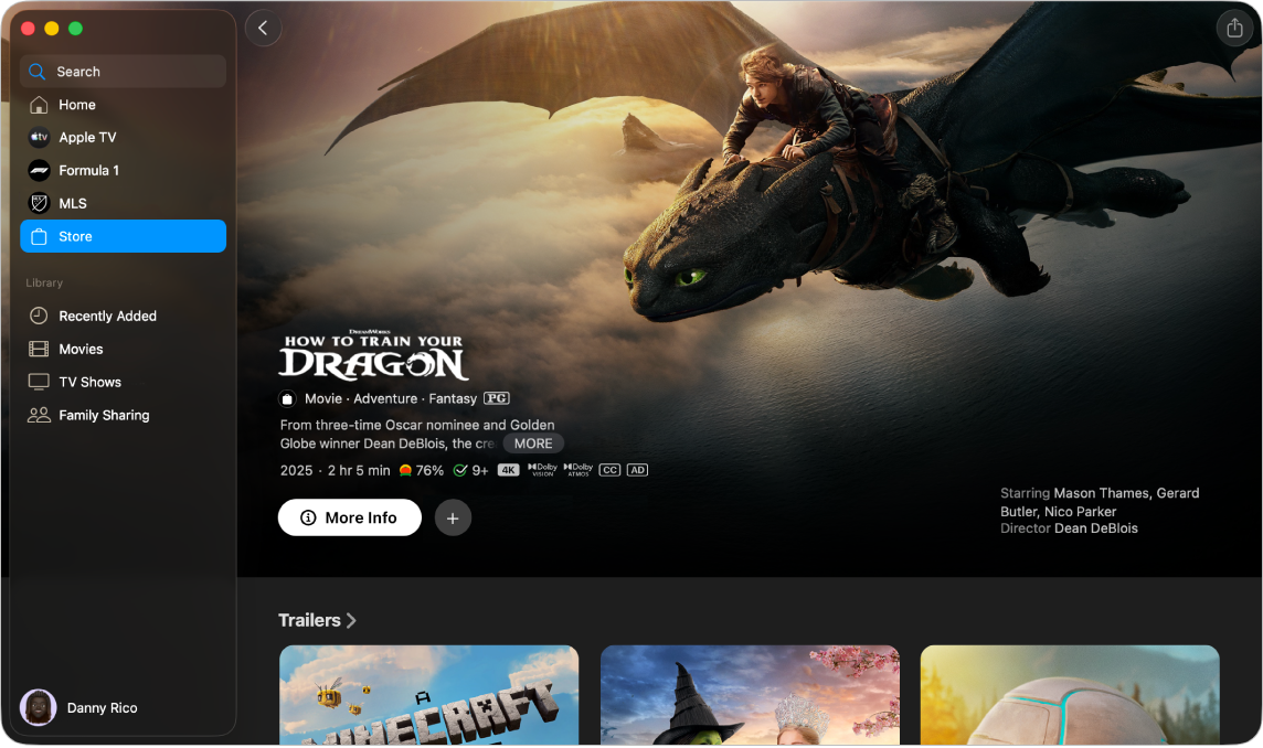 App Apple TV dengan Toko Apple TV terbuka.