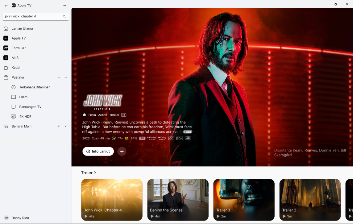 App Apple TV menunjukkan maklumat lanjut tentang filem dalam Kedai Apple TV.