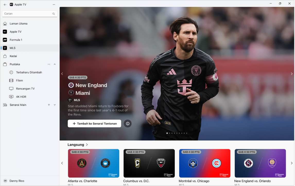 App Apple TV dengan MLS dibuka.