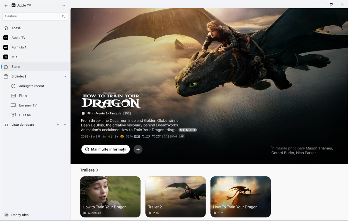 Aplicația Apple TV cu secțiunea Apple TV Store deschisă.