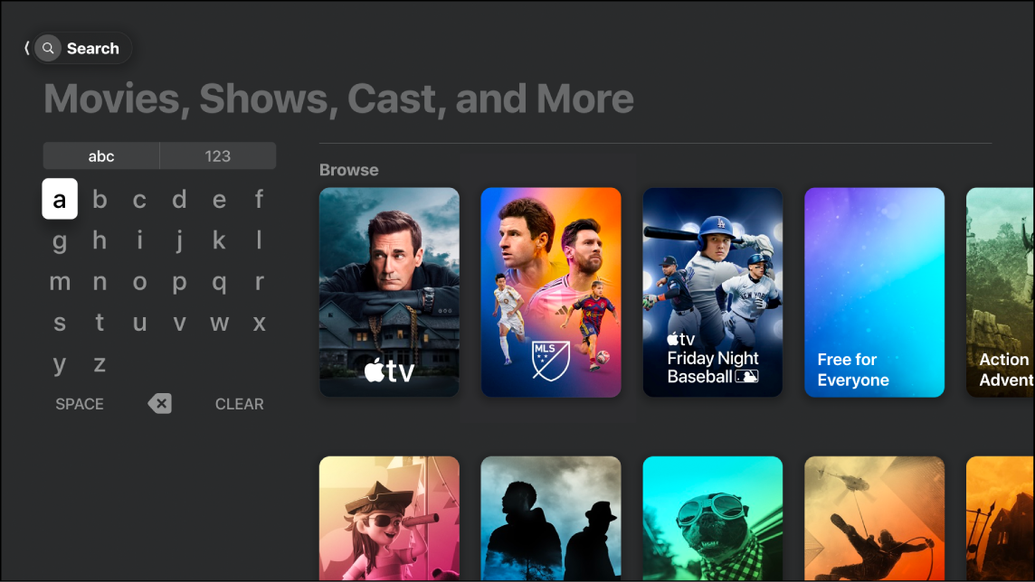 Screen showing search