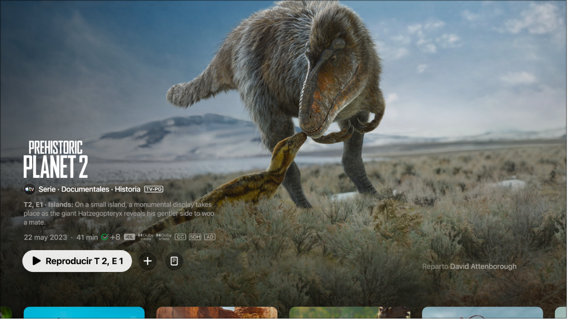 Pantalla de información de la serie