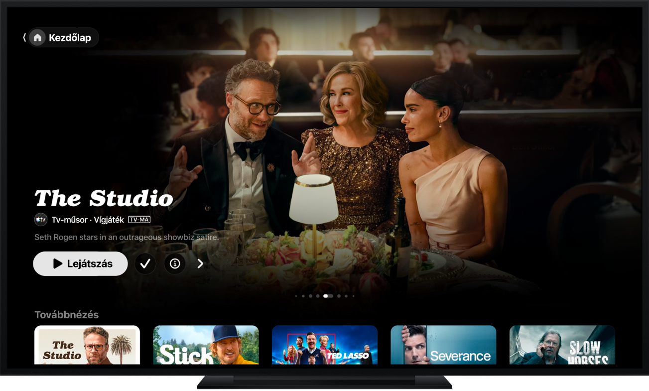 Az Apple TV app, amint az a televízió képernyőjén látható