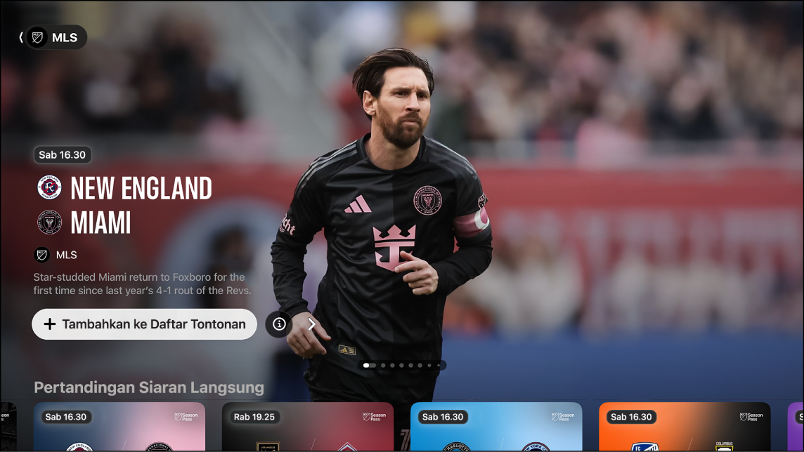 Layar yang menampilkan MLS