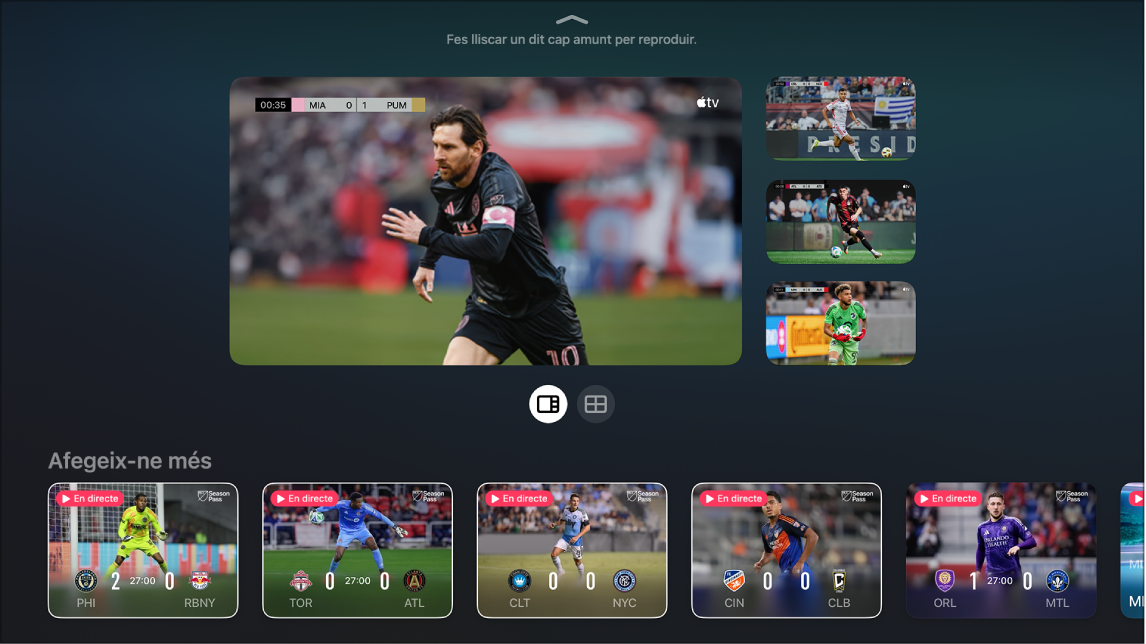 Pantalla en la qual es mostren les opcions de disposició de la visualització múltiple