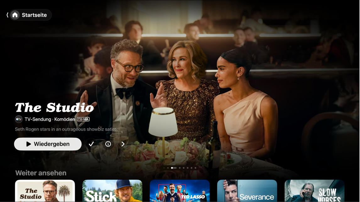 Bildschirm mit der Startseite