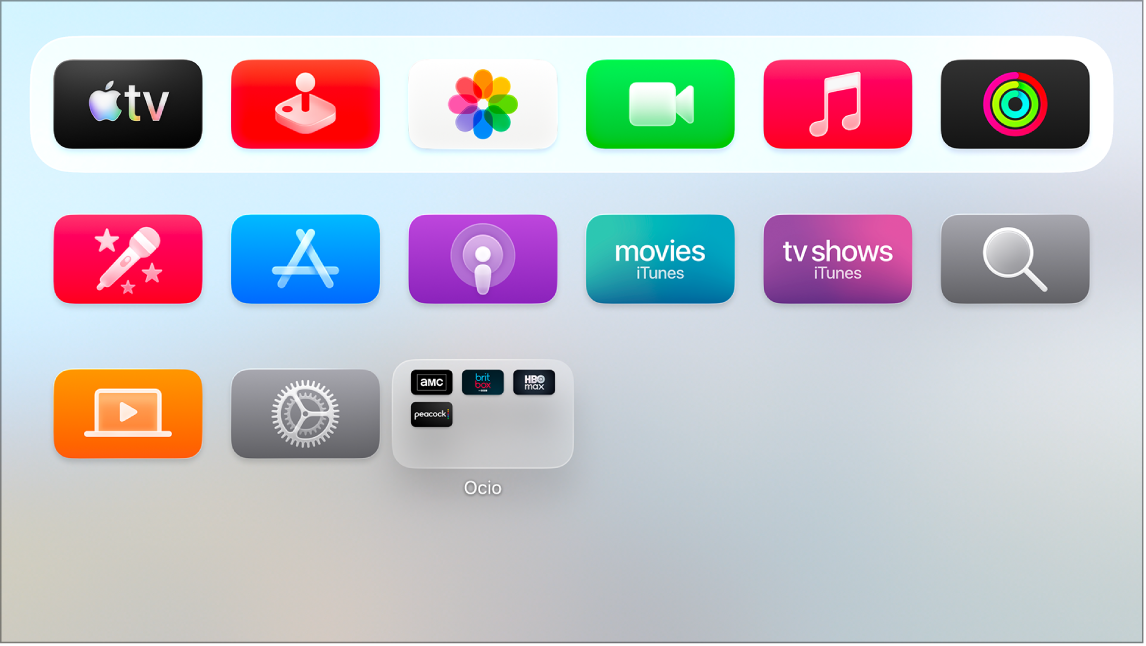 Pantalla de inicio en modo claro