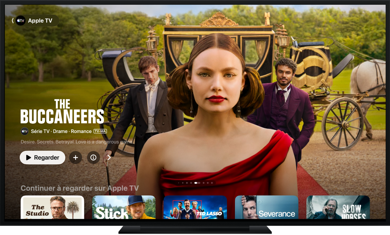 Une Apple&nbsp;TV affichant l’app Apple&nbsp;TV
