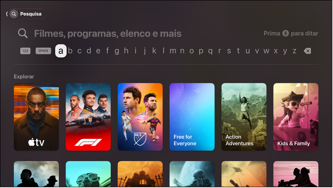 Ecrã a mostrar a pesquisa