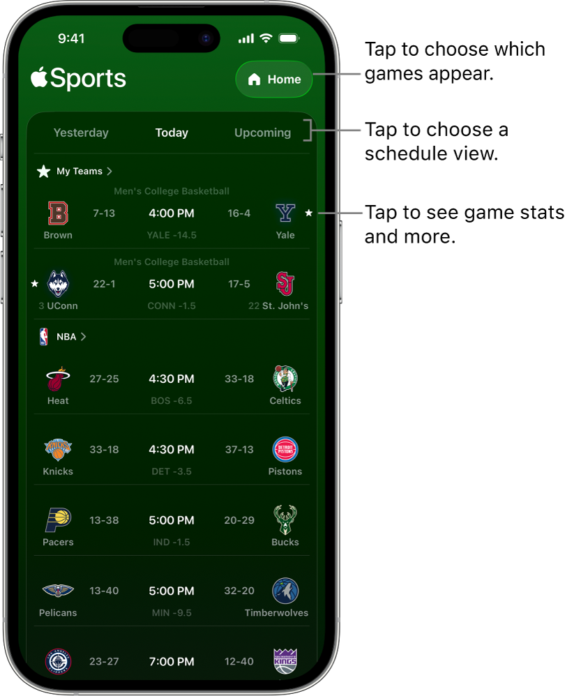 Scores detail in the Apple Sports app