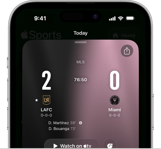 App Apple&nbsp;Sports affichant les informations détaillées d’un match