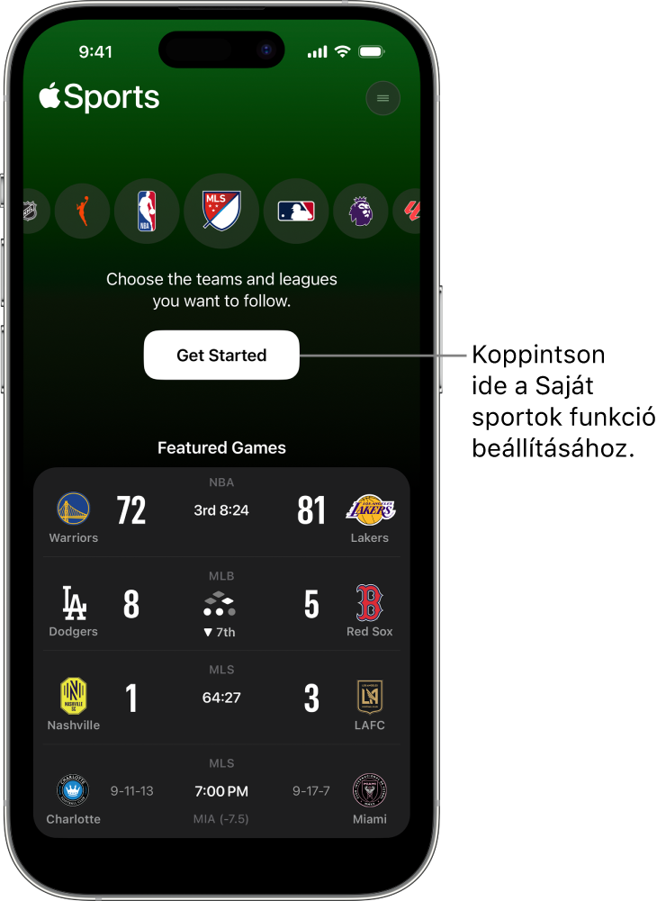 Az első lépések képernyője az Apple Sport appban