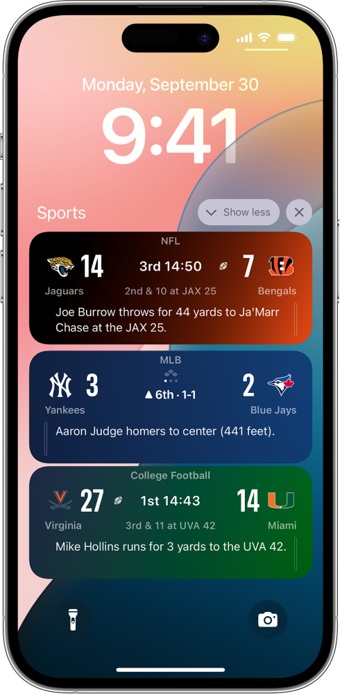Apple Sportsアプリのライブアクティビティ画面