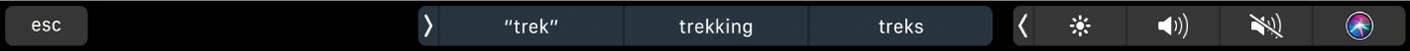 Touch Bar affichant des suggestions de saisie