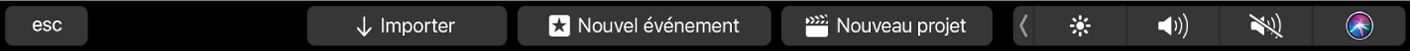 Touch Bar affichant les commandes pour le navigateur lorsqu’aucun plan n’est sélectionné