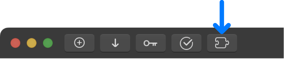 Bouton Extensions dans la barre d’outils