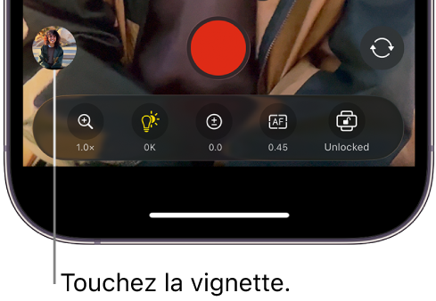 Une vignette au bas de l’écran Final Cut Camera.