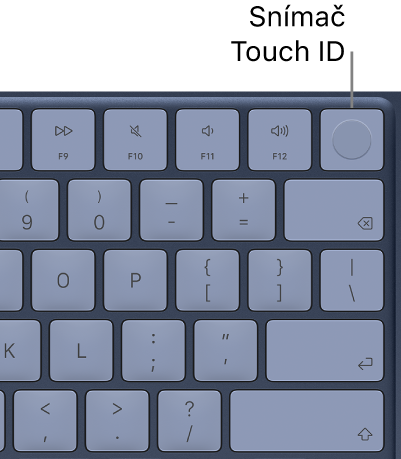 Snímač Touch ID na klávesnici MacBooku Neo.